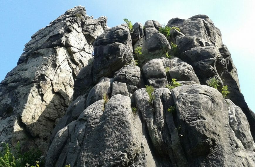 A tall rock wall for the poem Intrepid
