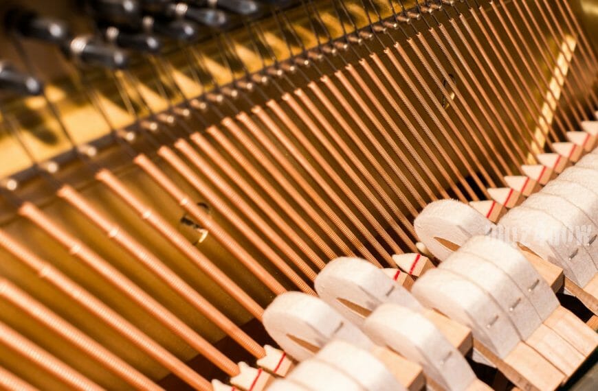 Hammers inside a piano which is part of what you'll see if you tune your own piano