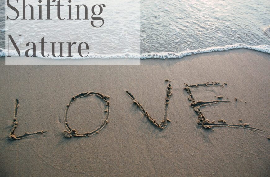 The word "LOVE" written into the sand on an ocean beach forms the cover for the album Love's Shifting Nature by Stan Stewart