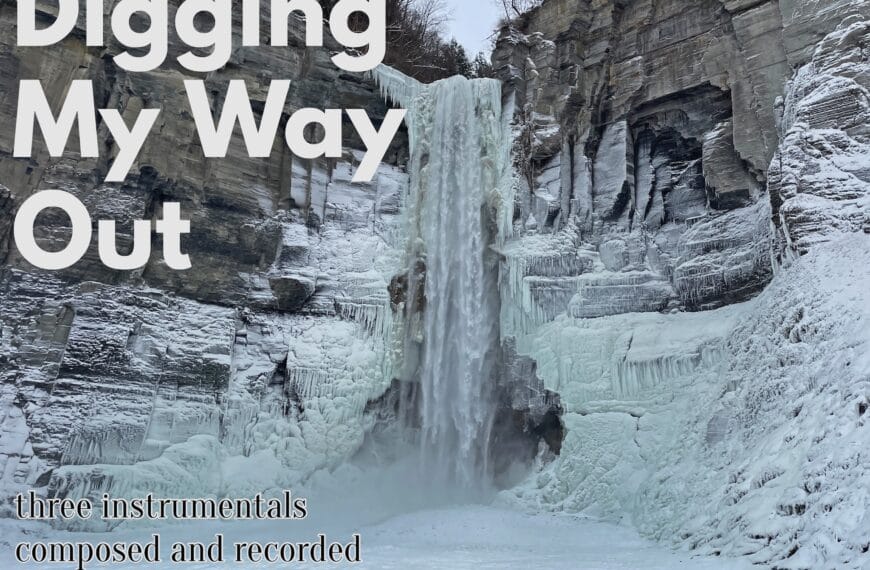 Taughannock Falls -- a tall waterfall in a rock walled gorge -- is the cover photo for the album Digging My Way Out by Stan Stewart.