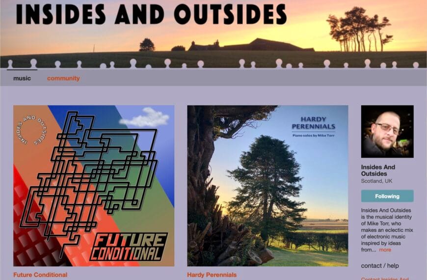 A screenshot of the Bandcamp page for Mike Torr aka Insides and Outsides. Get with the beat.