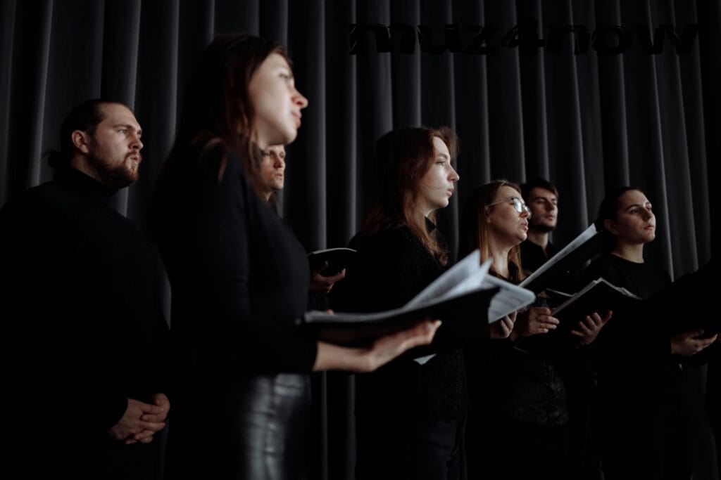 People singing in a choir.