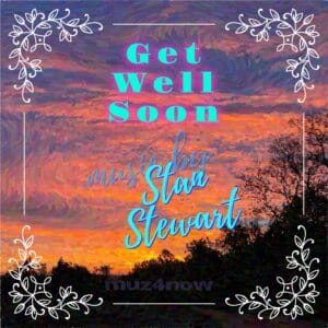 A blurred image of a sunrise forms the cover art for Get Well Soon by Stan Stewart.