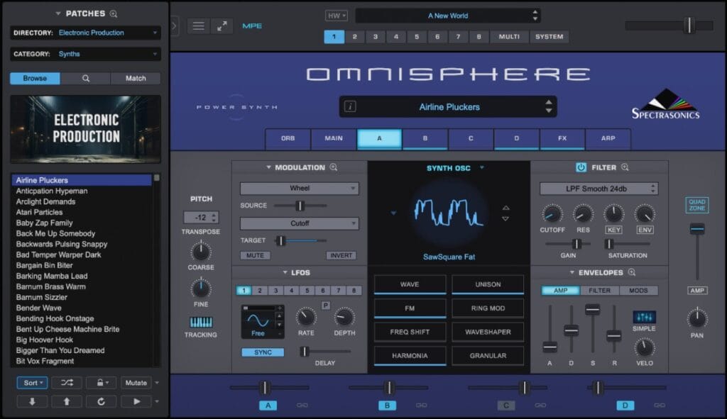 A screenshot of Omnisphere 3 with a patch loaded.