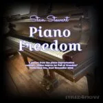 A grand piano keyboard is the photo behind the cover of "Piano Freedom" by Stan Stewart.