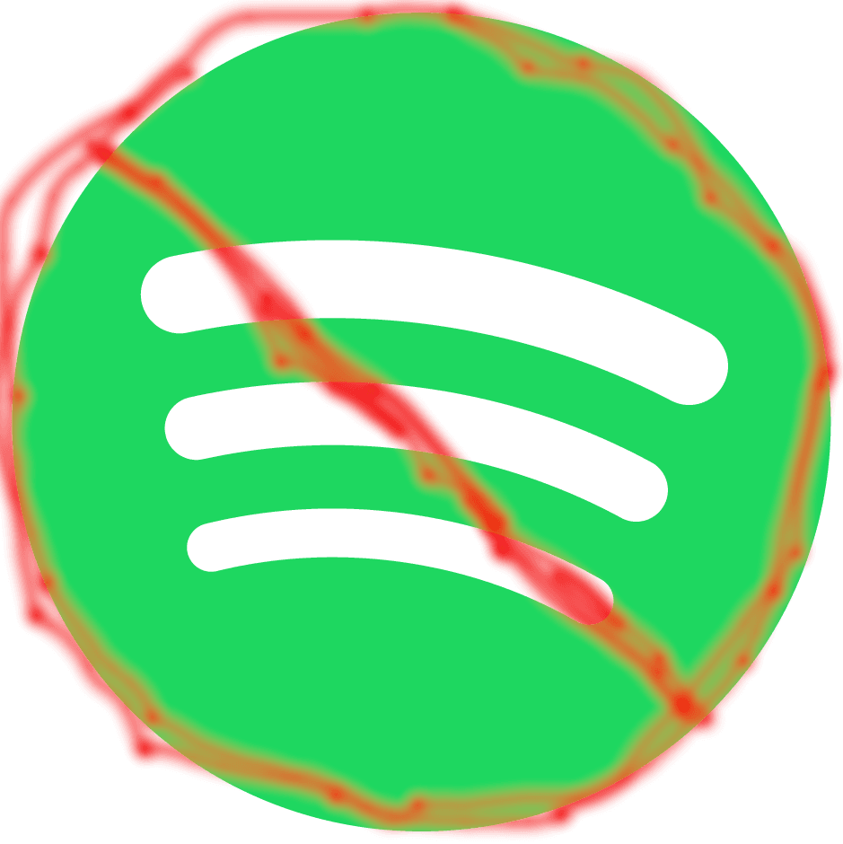 A famous streamers logo crosssed out with red spray paint.