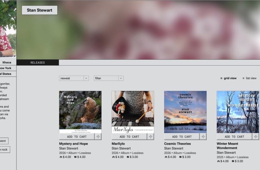 A screenshot of Stan Stewart's music page on the Subvert.FM site. This is one of many platforms vying to become the site for all unsigned musicians.